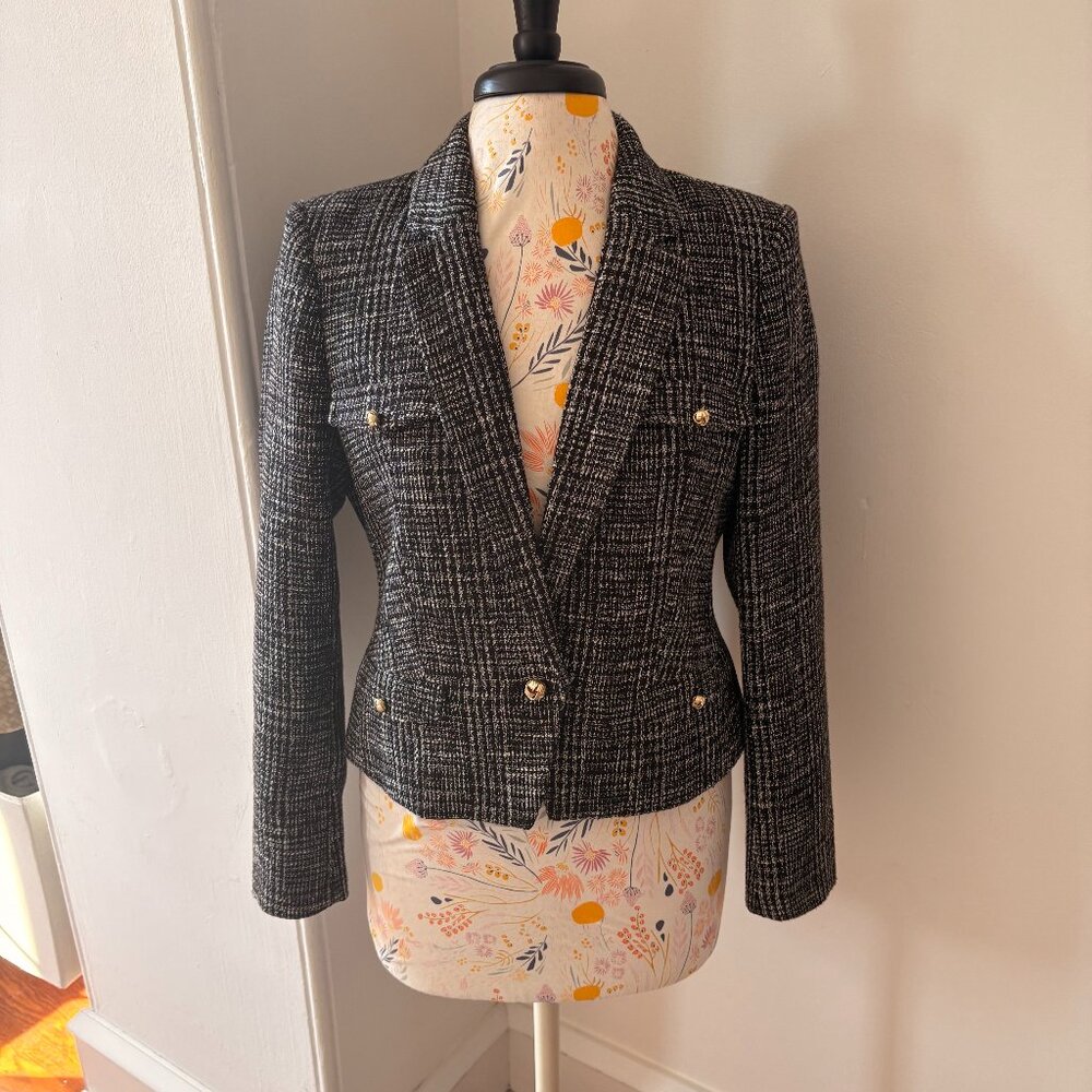 Express Tweed Blazer | Black & White Tailored Jacket